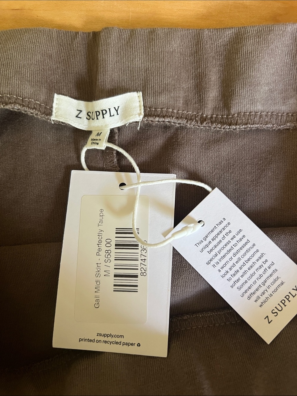 Z Supply Midi Skirt in Taupe Brown